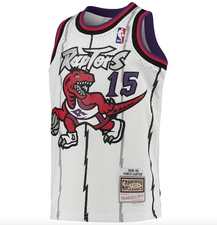Youth Toronto Raptors Vince Carter Mitchell & Ness White 1998-99 Hardwood Classics Swingman Throwback Jersey product image
