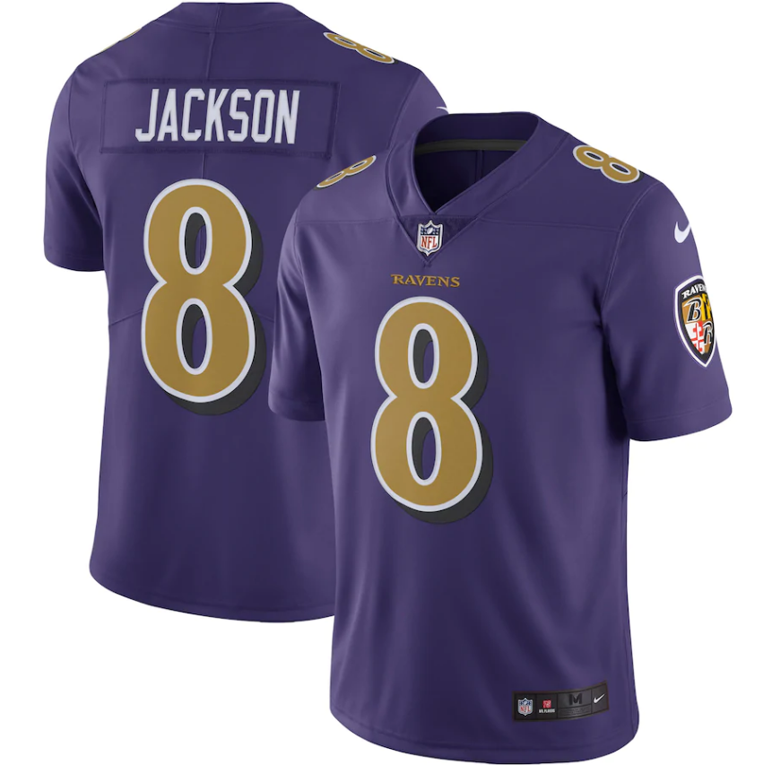 Baltimore Ravens Lamar Jackson Nike Purple Color Rush Vapor Limited Jersey for Men product image 1, provided for visual