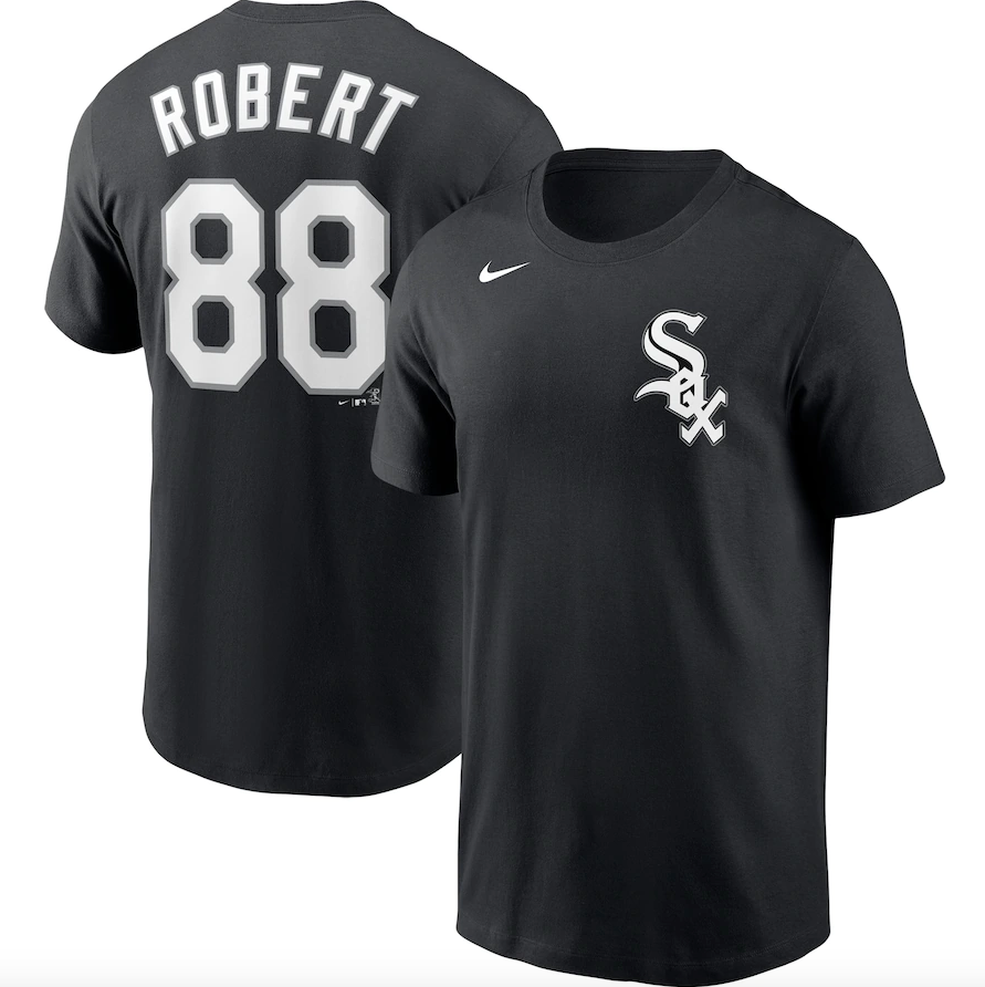 Chicago White Sox Luis Robert Nike Black Name & Number T-Shirt for Men product image 1, provided for visual reference and