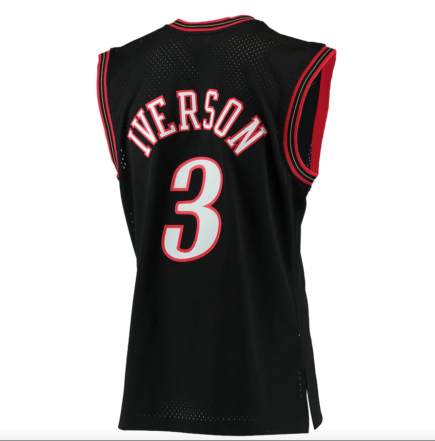 Men’s Allen Iverson Philadelphia 76ers 2000-2001 Swingman Black Replica Jersey By Mitchell & Ness product image 3, provided