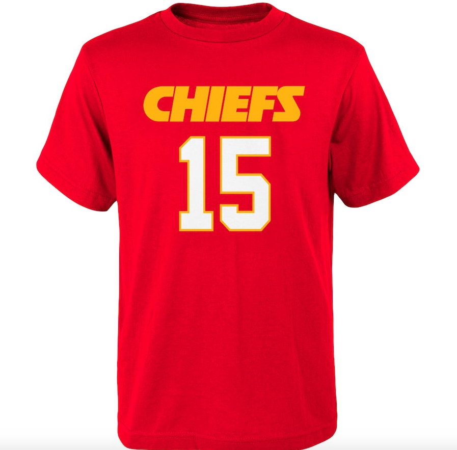 Youth Kansas City Chiefs Patrick Mahomes Red Mainliner Player Name & Number T-Shirt product image 2, provided for visual