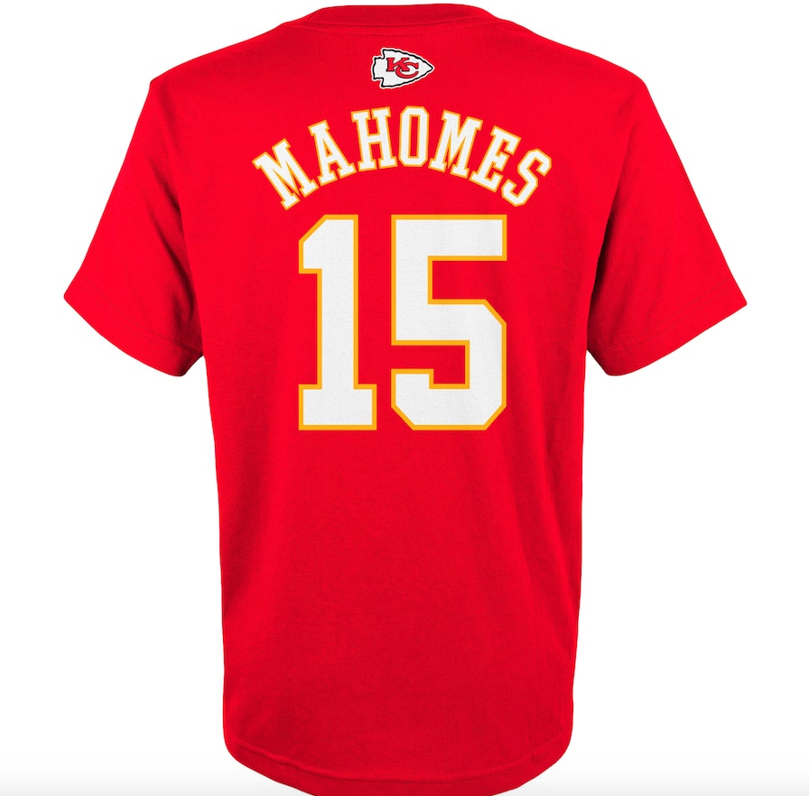 Youth Kansas City Chiefs Patrick Mahomes Red Mainliner Player Name & Number T-Shirt product image 3, provided for visual