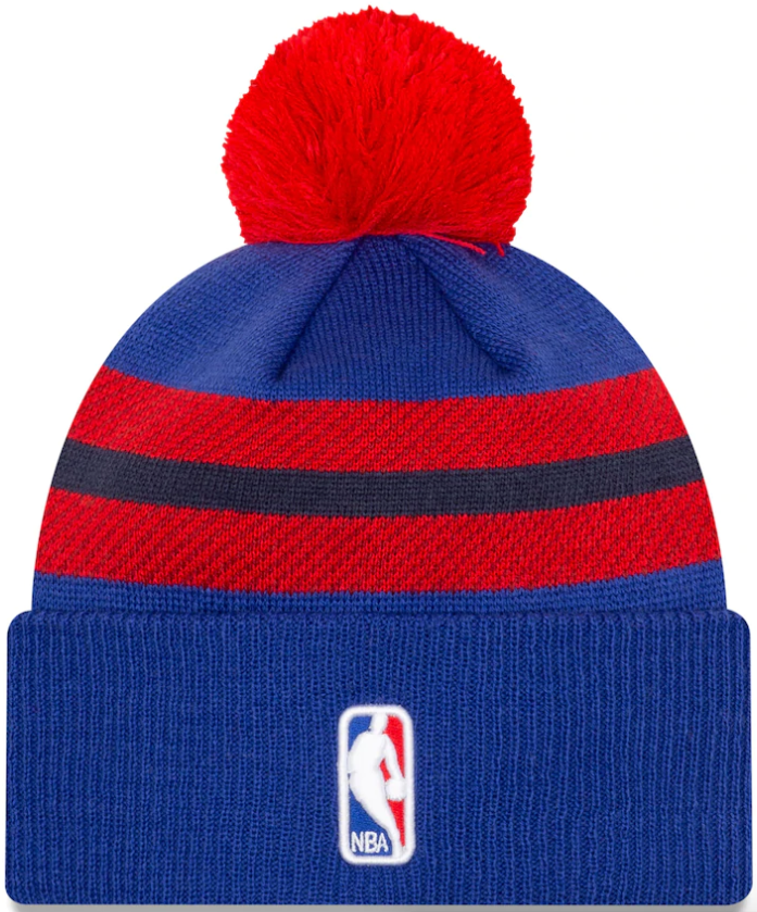 Detroit Pistons New Era Blue 2020/21 City Edition Pom Cuffed Knit Hat for Men product image 2, provided for visual reference
