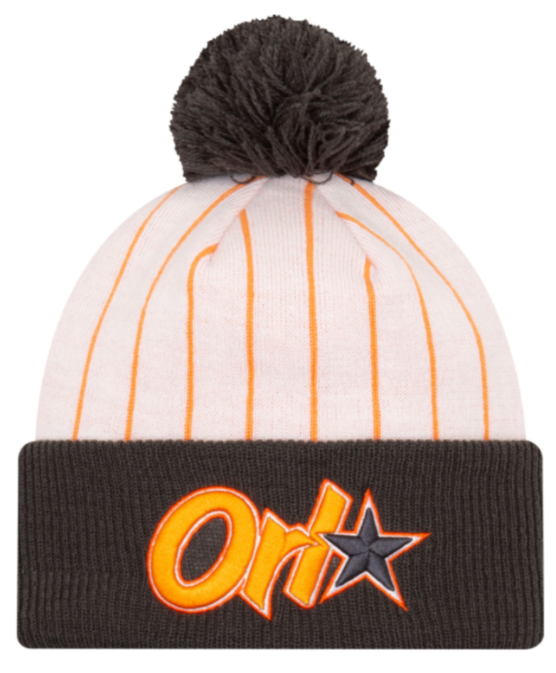 Orlando Magic New Era Brown/Orange 2020/21 City Edition Pom Cuffed Knit Hat for Men product image 1, provided for visual