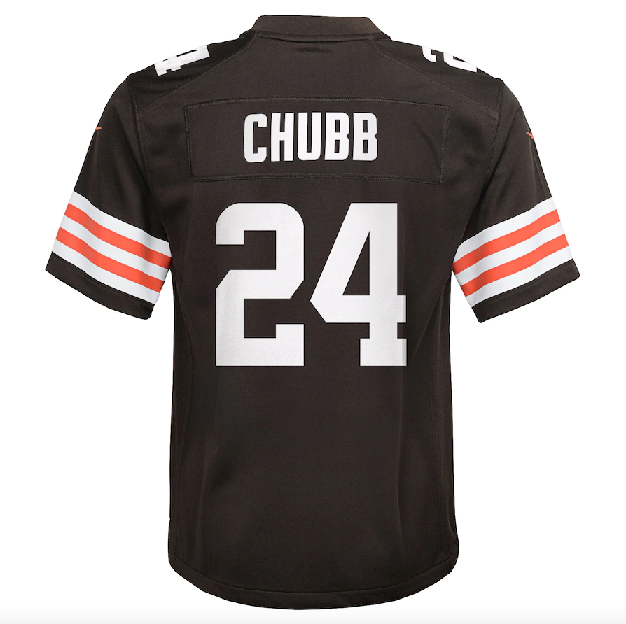 Youth Nike Nick Chubb Brown Cleveland Browns Game Jersey product image 3, provided for visual reference and product detail