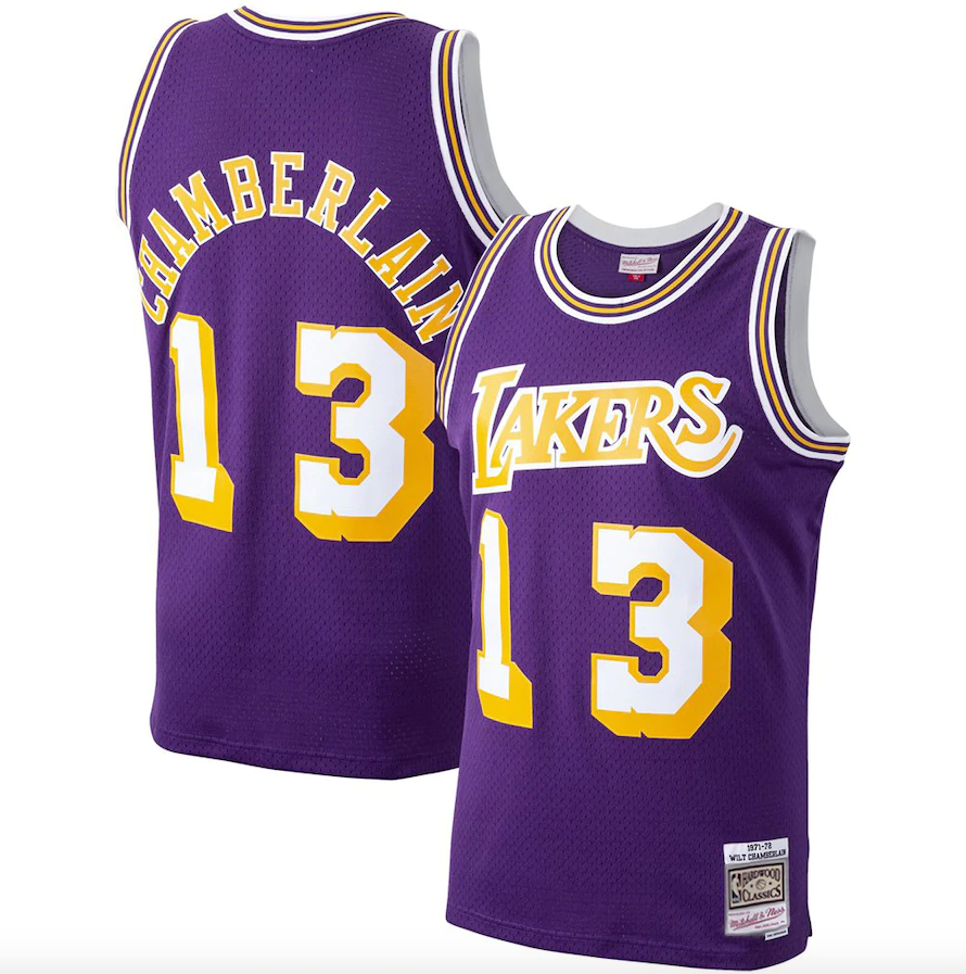 Los Angeles Lakers Wilt Chamberlain Mitchell & Ness Purple 1971-72 Hardwood Classics Swingman Player Jersey for Men product