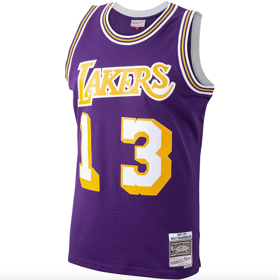 Los Angeles Lakers Wilt Chamberlain Mitchell & Ness Purple 1971-72 Hardwood Classics Swingman Player Jersey for Men product