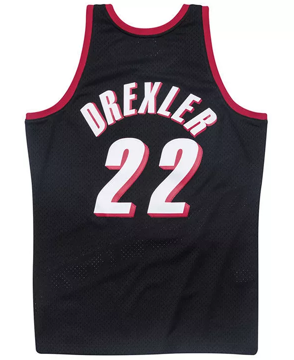 Clyde Drexler Portland Trail Blazers Mitchell & Ness Black/Red/White Hardwood Classics Swingman Jersey for Men product image