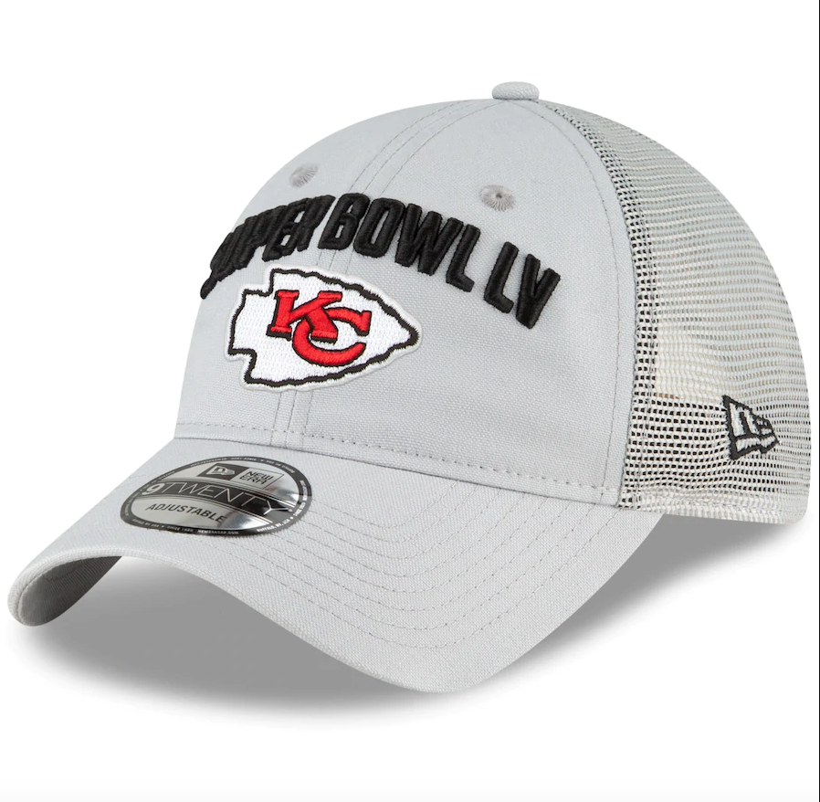 Kansas City Chiefs New Era Gray Super Bowl LV Bound Trucker 9TWENTY Snapback Adjustable Hat for Men product image 3,