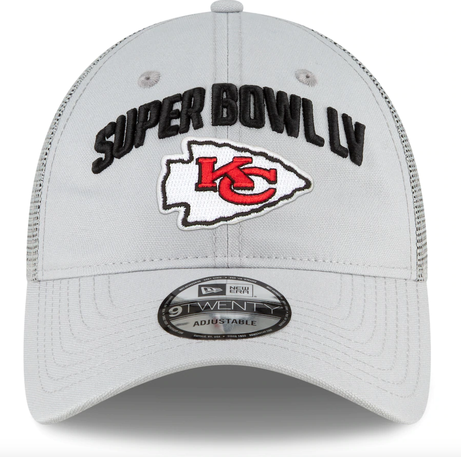 Kansas City Chiefs New Era Gray Super Bowl LV Bound Trucker 9TWENTY Snapback Adjustable Hat for Men product image 2,