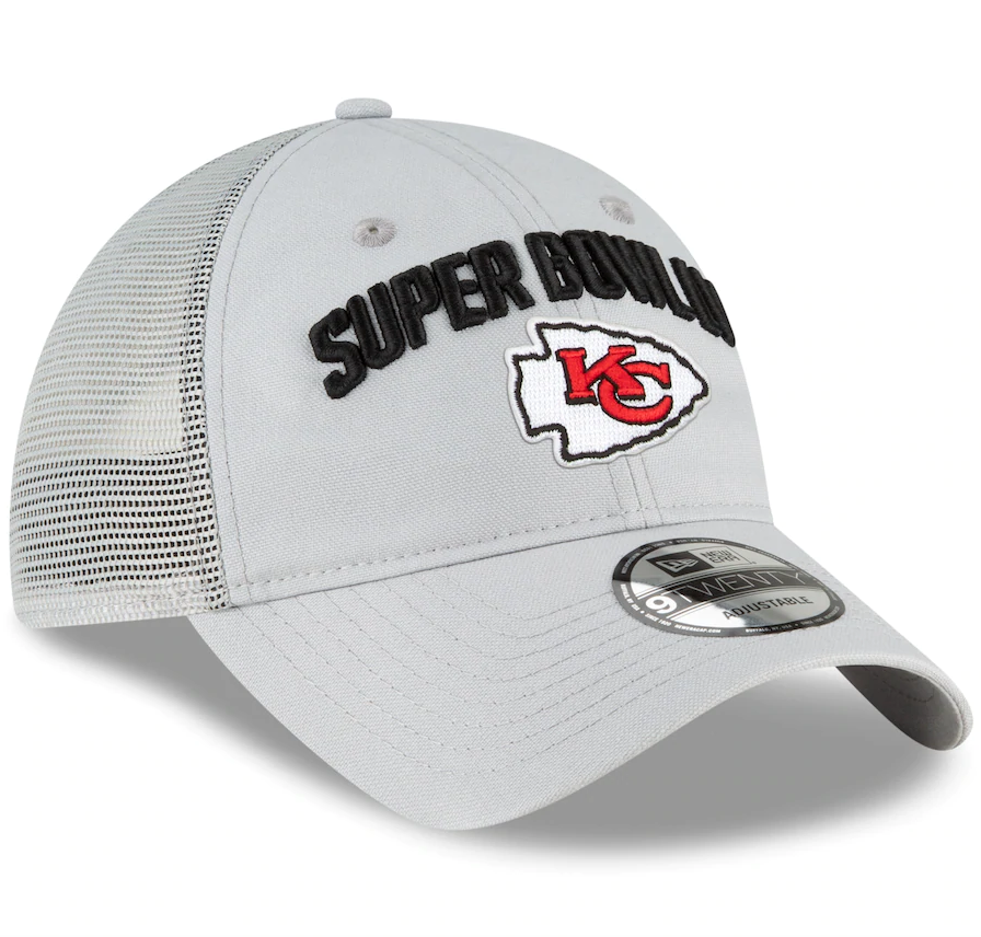 Kansas City Chiefs New Era Gray Super Bowl LV Bound Trucker 9TWENTY Snapback Adjustable Hat for Men product image 1,