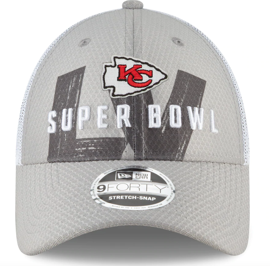 Kansas City Chiefs New Era Gray/White Super Bowl LV Bound Trucker 9FORTY Snapback Adjustable Hat for Men product image 2,