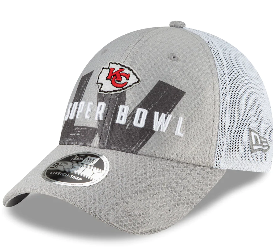 Kansas City Chiefs New Era Gray/White Super Bowl LV Bound Trucker 9FORTY Snapback Adjustable Hat for Men product image 3,