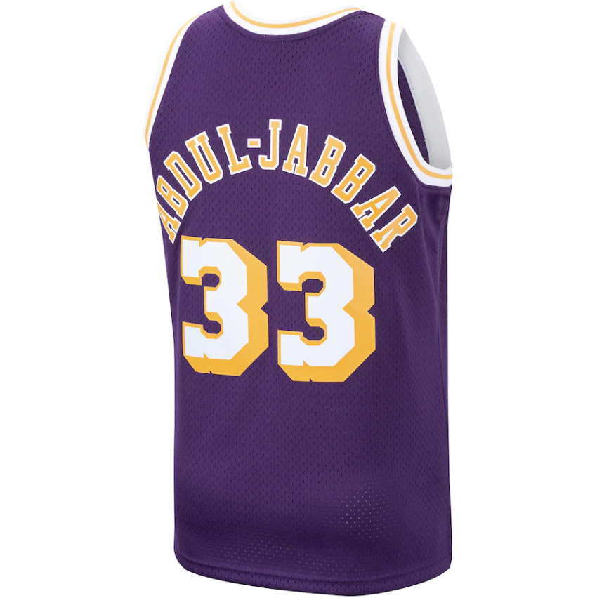 Los Angeles Lakers Kareem Abdul-Jabbar Mitchell & Ness Purple 1983-84 Hardwood Classics Swingman Jersey for Men product