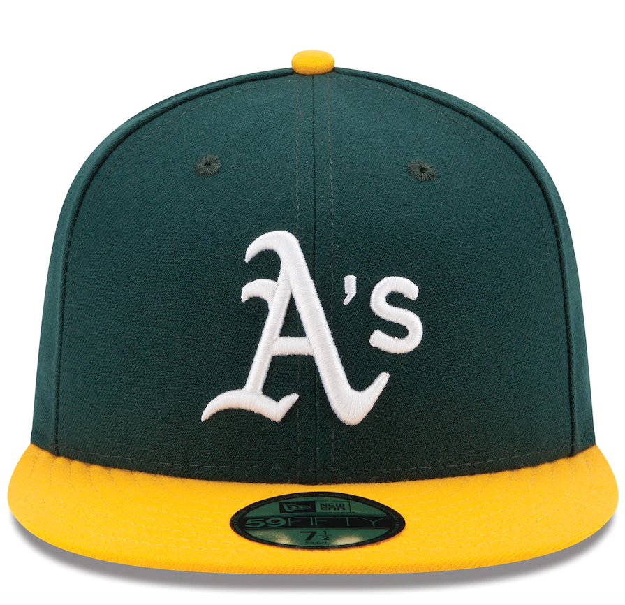 Athletics New Era Green/Yellow Home Authentic Collection On-Field 59FIFTY Fitted Hat for Men product image 2, provided for