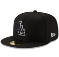 Los Angeles Dodgers New Era B-Dub 59FIFTY Fitted Hat - Black product image 1, provided for visual reference and product