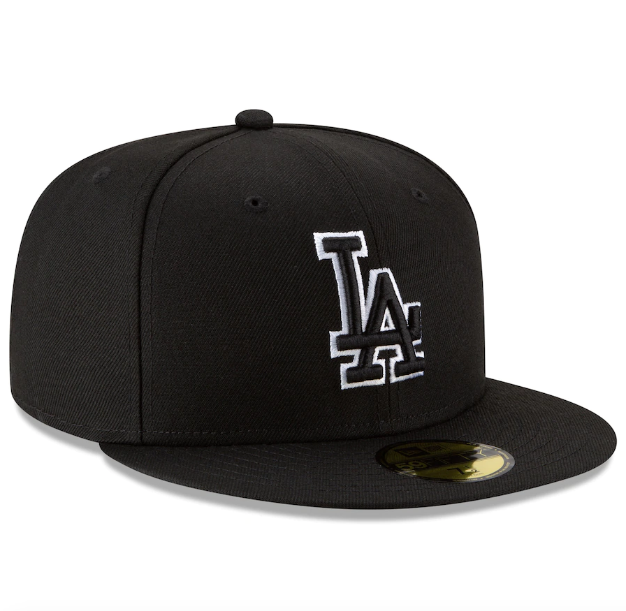 Los Angeles Dodgers New Era B-Dub 59FIFTY Fitted Hat - Black product image 3, provided for visual reference and product