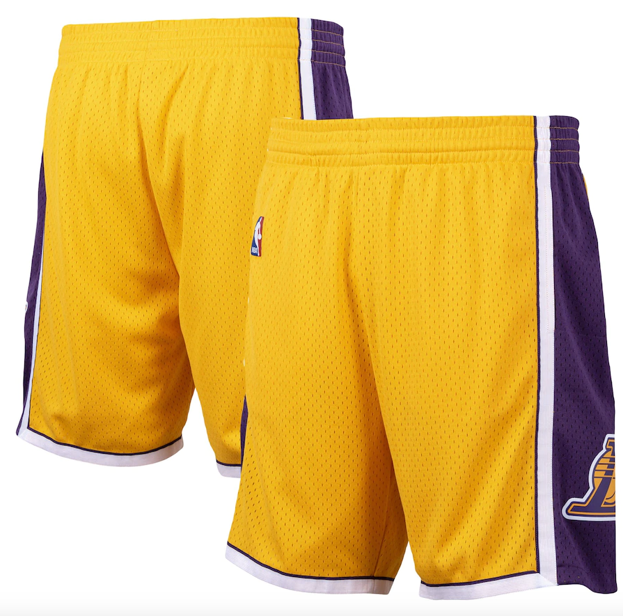 Los Angeles Lakers Mitchell and Ness Hardwood Classics 2009-2010 Road Swingman Shorts - Mens product image 1, provided for