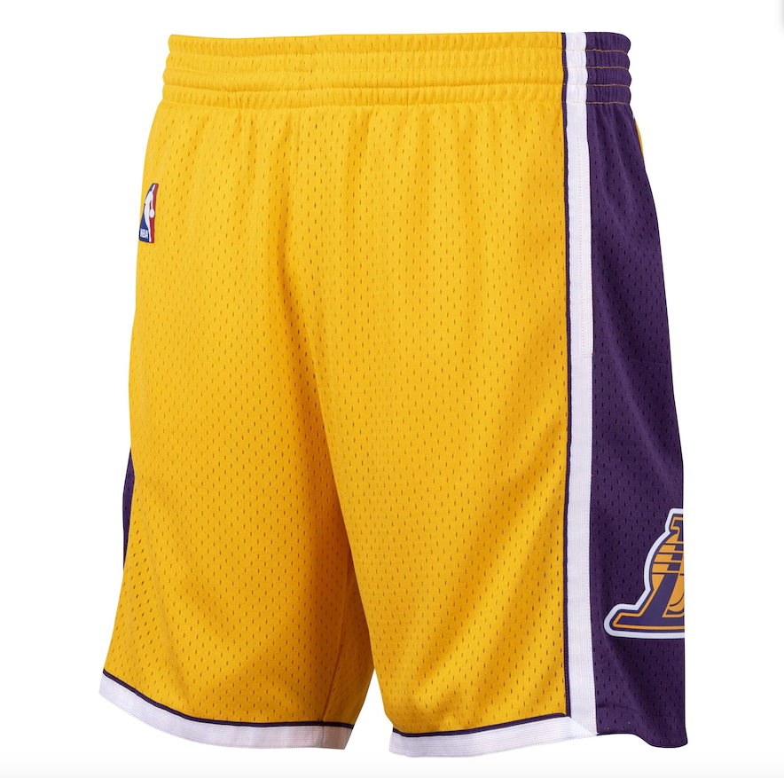 Los Angeles Lakers Mitchell and Ness Hardwood Classics 2009-2010 Road Swingman Shorts - Mens product image 2, provided for