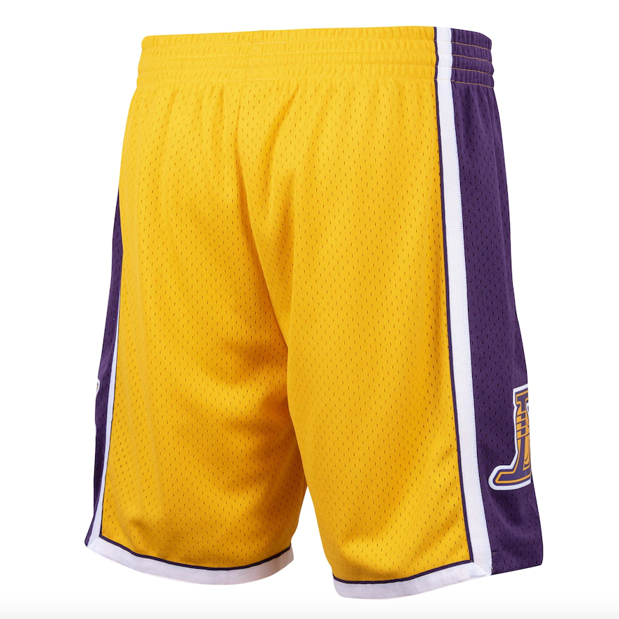 Los Angeles Lakers Mitchell and Ness Hardwood Classics 2009-2010 Road Swingman Shorts - Mens product image 3, provided for