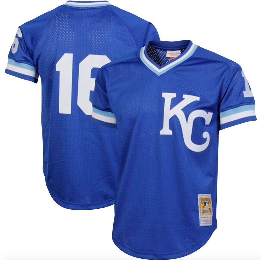 Men’s Mitchell & Ness Authentic Replica Bo Jackson Kansas City Royals 1989 Blue Mesh Batting Practice Jersey product image