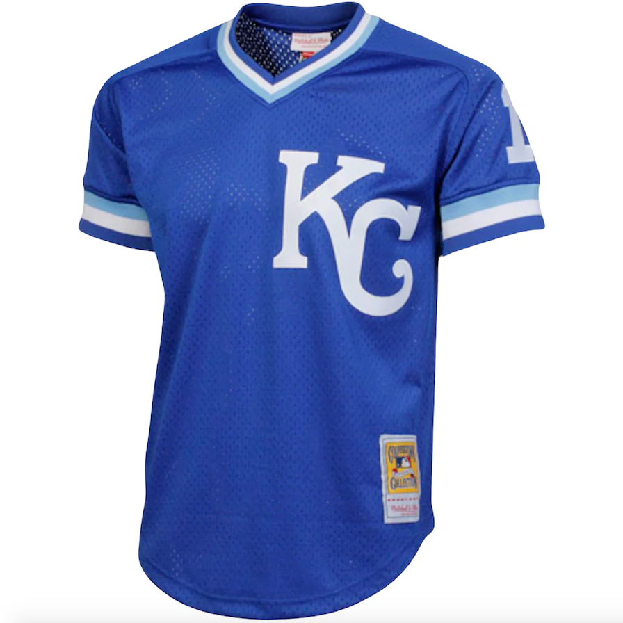Men’s Mitchell & Ness Authentic Replica Bo Jackson Kansas City Royals 1989 Blue Mesh Batting Practice Jersey product image