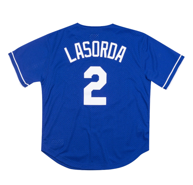 Men’s Mitchell & Ness Los Angeles Dodgers Tommy Lasorda 1995 Authentic Replica Blue Mesh Batting Practice Jersey product