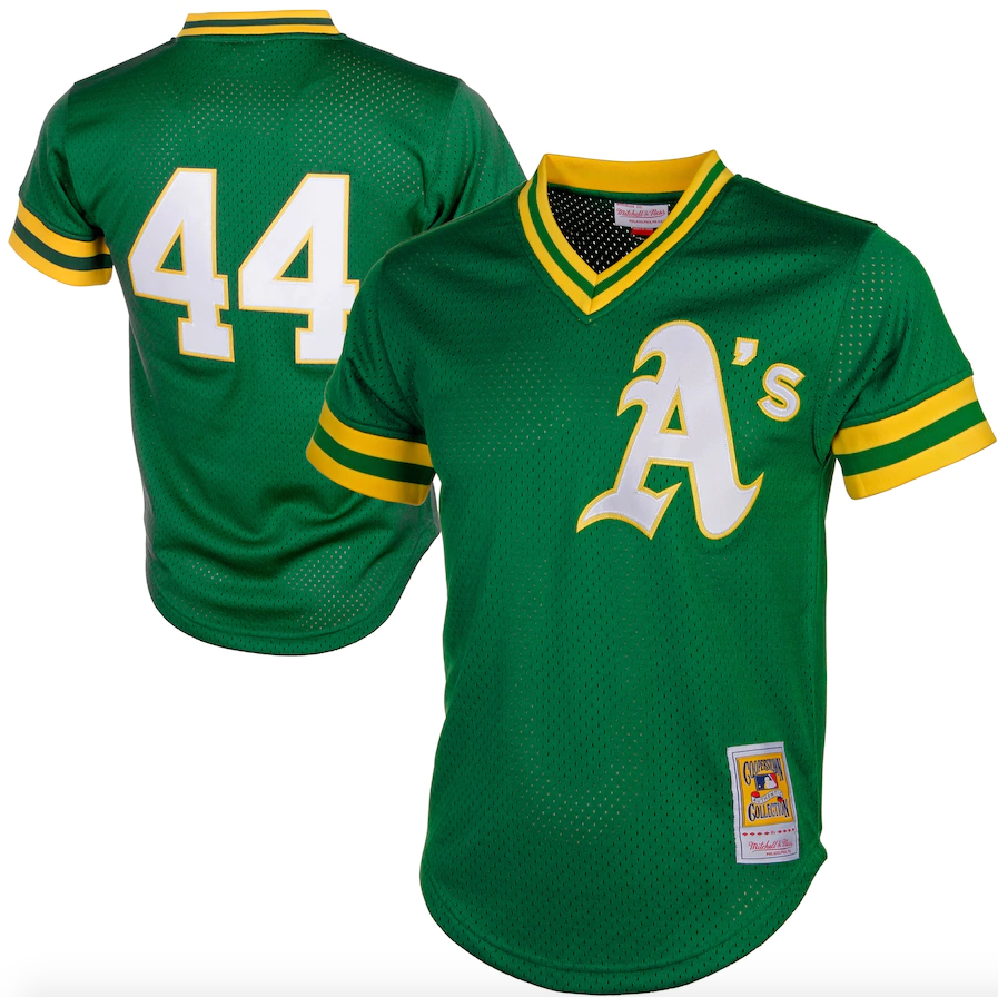 Oakland Athletics Reggie Jackson Mitchell & Ness Green Cooperstown 1987 Mesh Batting Practice Jersey for Men product image