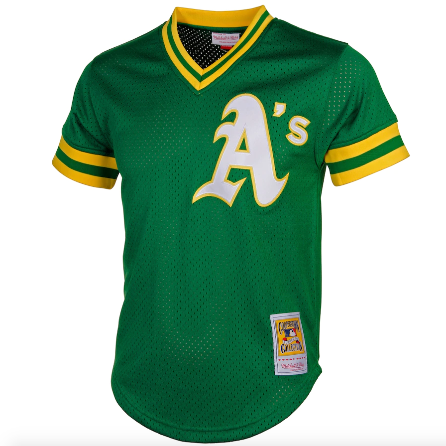Oakland Athletics Reggie Jackson Mitchell & Ness Green Cooperstown 1987 Mesh Batting Practice Jersey for Men product image