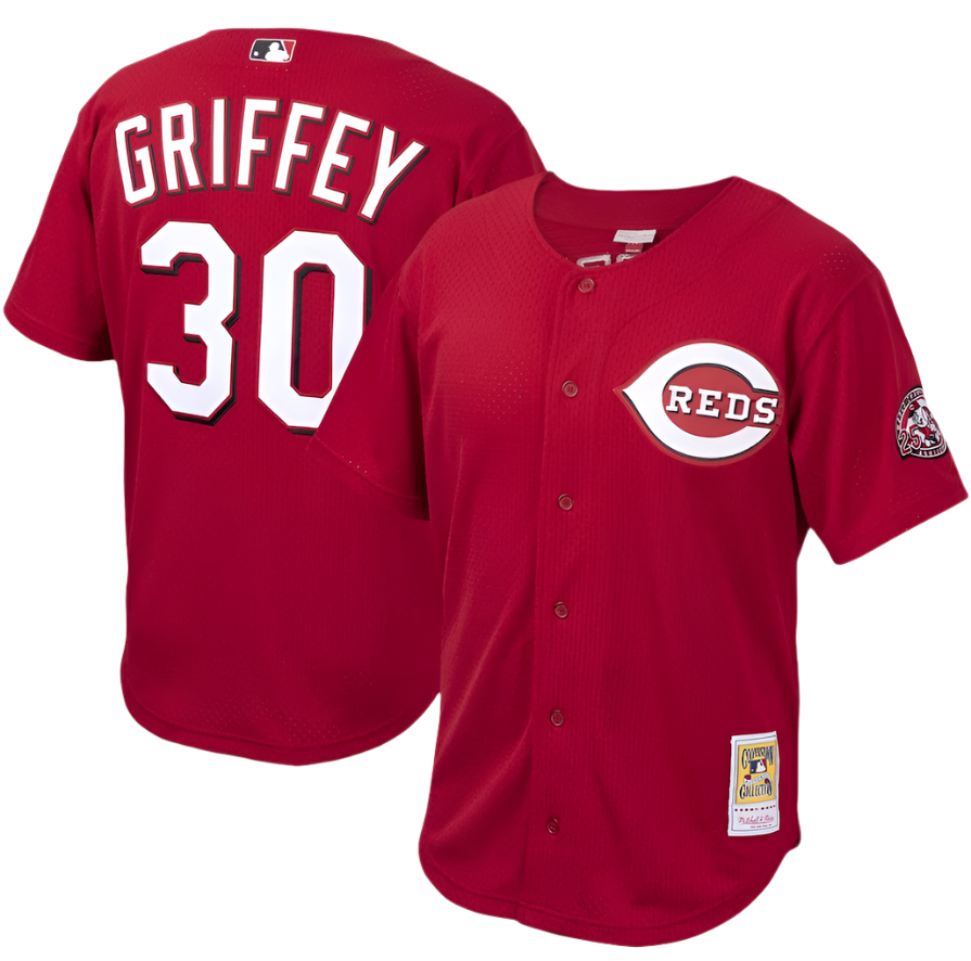 Men’s Cincinnati Reds Ken Griffey Jr. Mitchell & Ness Red Cooperstown Collection Batting Practice Jersey product image 1,