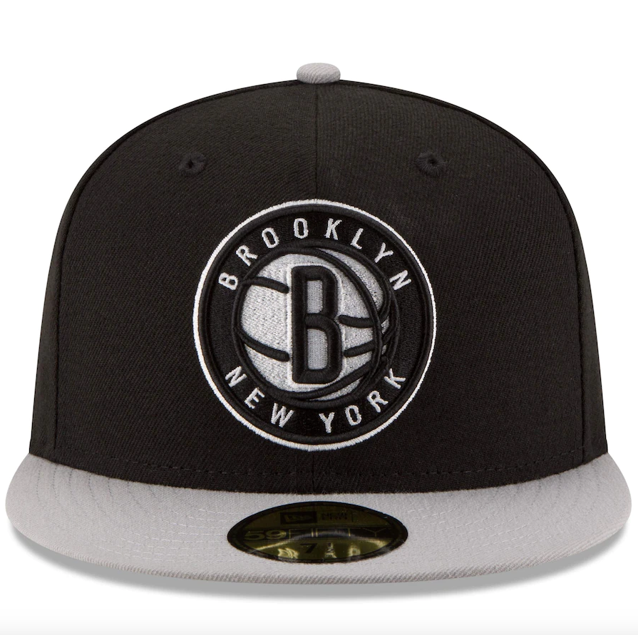 Brooklyn Nets New Era Black/Gray Official Team Color 2Tone 59FIFTY Fitted Hat for Men product image 2, provided for visual