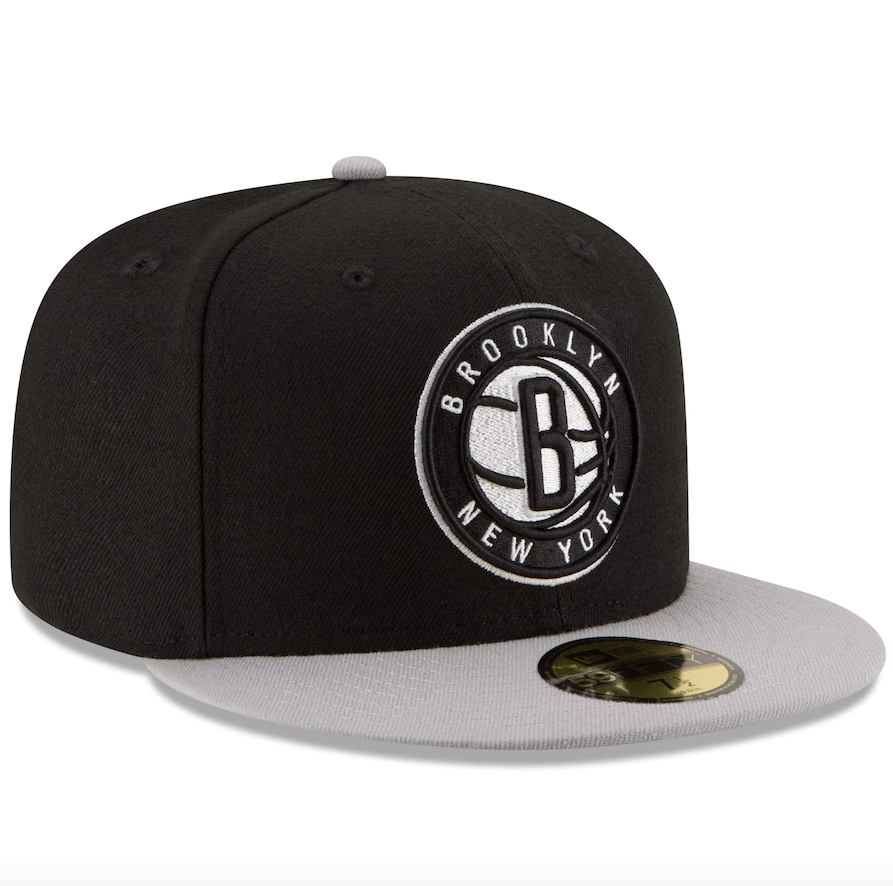 Brooklyn Nets New Era Black/Gray Official Team Color 2Tone 59FIFTY Fitted Hat for Men product image 3, provided for visual