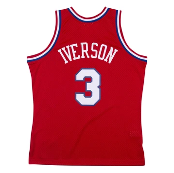 Men’s Allen Iverson Philadelphia 76ers 2002-2003 Swingman Red Replica Jersey By Mitchell & Ness product image 2, provided