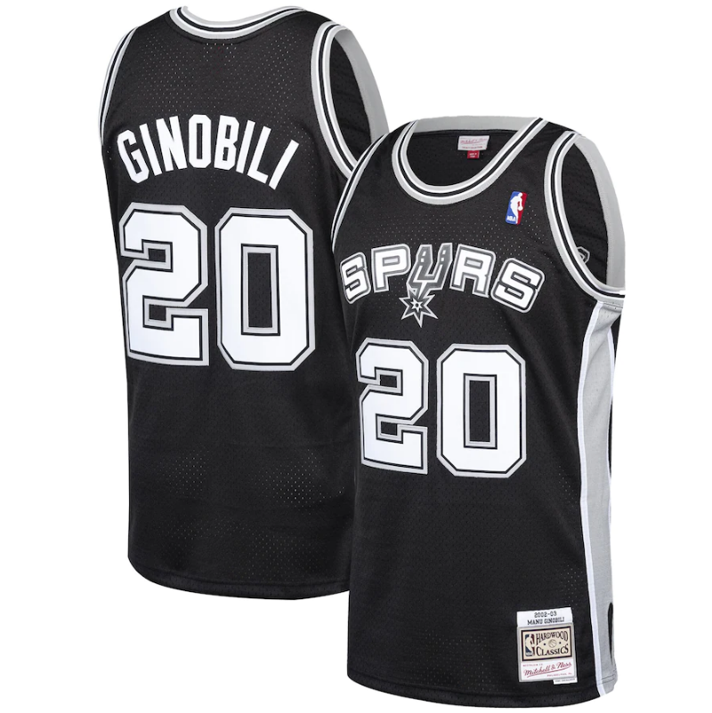 San Antonio Spurs Manu Ginobili Mitchell & Ness Black 2002-03 Hardwood Classics Swingman Jersey for Men product image 1,