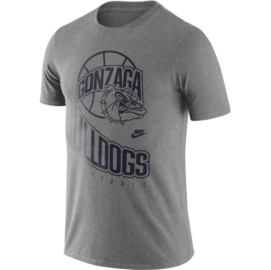 Gonzaga Bulldogs Nike Retro Basketball T-Shirt – Heathered Gray product image 2, provided for visual reference and product