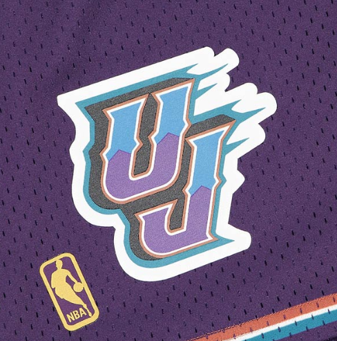 Utah Jazz Mitchell and Ness Hardwood Classics Purple Road Swingman Shorts for Men product image 2, provided for visual