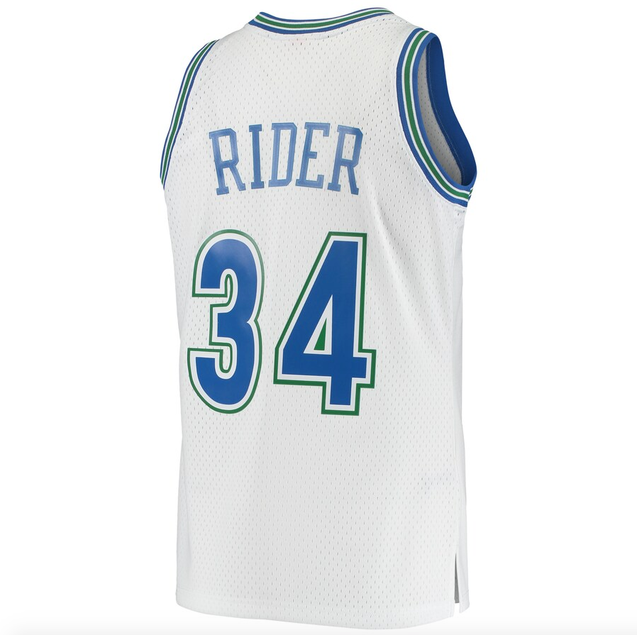 Mens Minnesota Timberwolves Isaiah Rider Mitchell & Ness White 1995-96 Hardwood Classics Swingman Jersey product image 3,