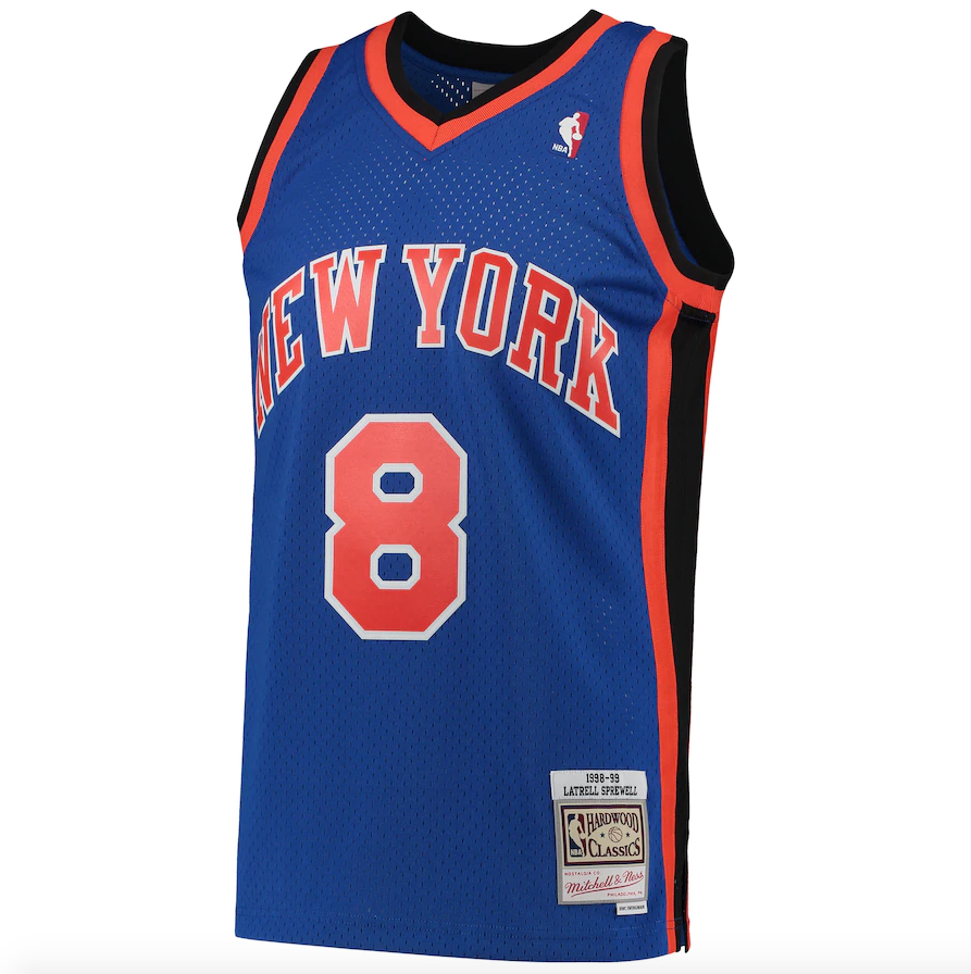 Mitchell & Ness Latrell Sprewell Blue New York Knicks Hardwood Classics 1998-99 Swingman Jersey for Men product image 2,