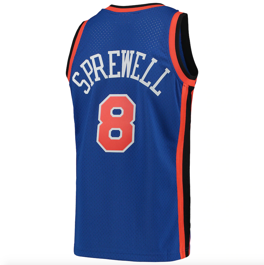 Mitchell & Ness Latrell Sprewell Blue New York Knicks Hardwood Classics 1998-99 Swingman Jersey for Men product image 3,