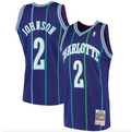 Men’s Larry Johnson Charlotte Hornets 1994-95 Purple Swingman Replica Jersey By Mitchell & Ness product image 1, provided