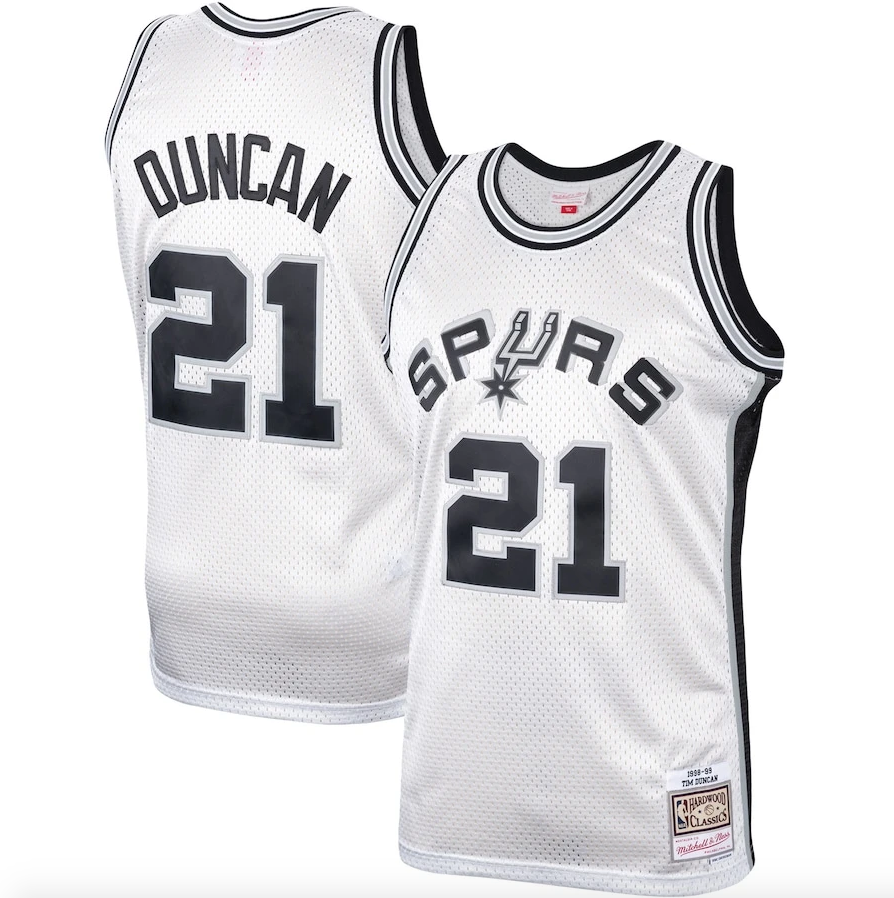 Tim Duncan San Antonio Spurs Mitchell & Ness Hardwood Classics 1998-99 Swingman Jersey - White for Men product image 1,