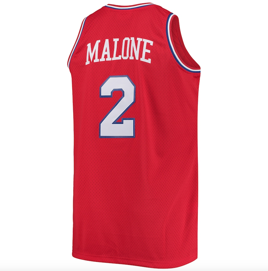 Mens Philadelphia 76ers Moses Malone Mitchell & Ness Red 1982-83 Hardwood Classics Swingman Jersey product image 3, provided