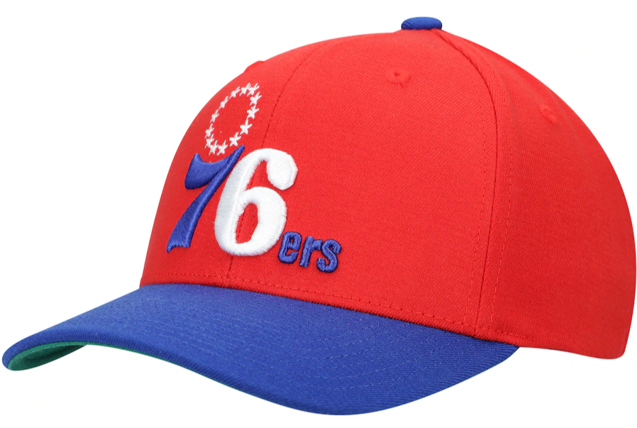 Mitchell & Ness Red/Royal Philadelphia 76ers Hardwood Classics Wool Two-Tone Redline Snapback Hat for Men product image 1,