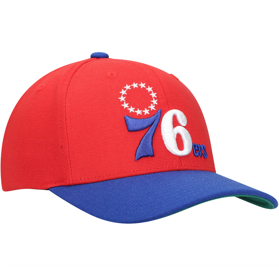 Mitchell & Ness Red/Royal Philadelphia 76ers Hardwood Classics Wool Two-Tone Redline Snapback Hat for Men product image 3,
