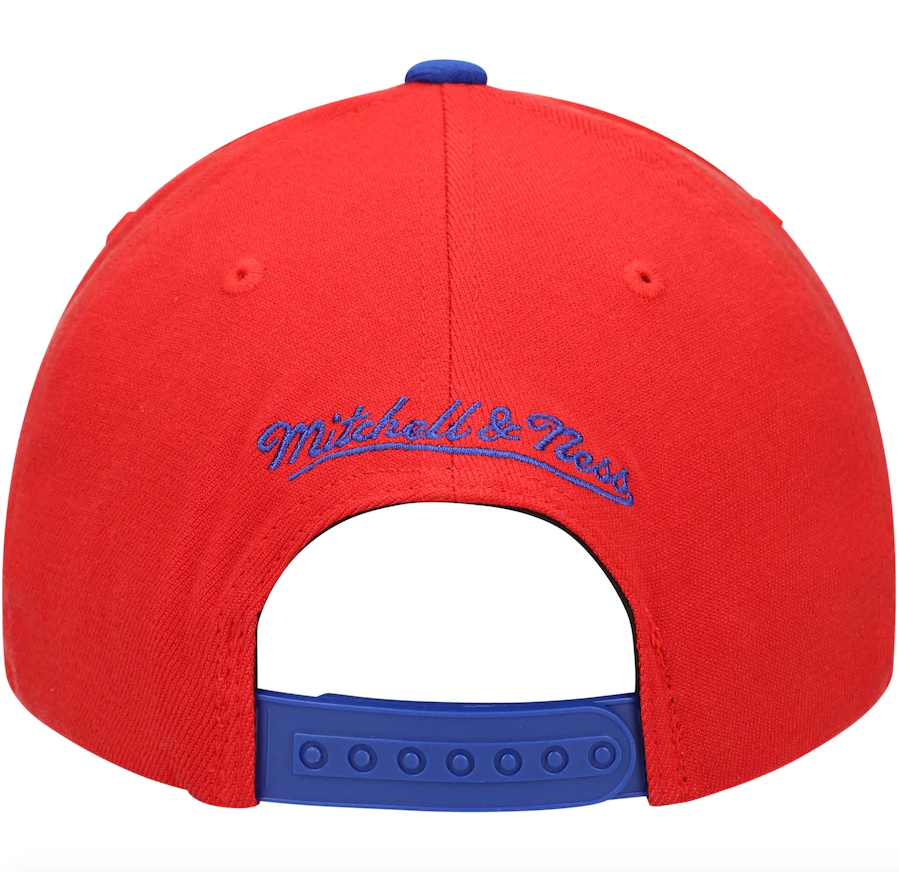 Mitchell & Ness Red/Royal Philadelphia 76ers Hardwood Classics Wool Two-Tone Redline Snapback Hat for Men product image 4,