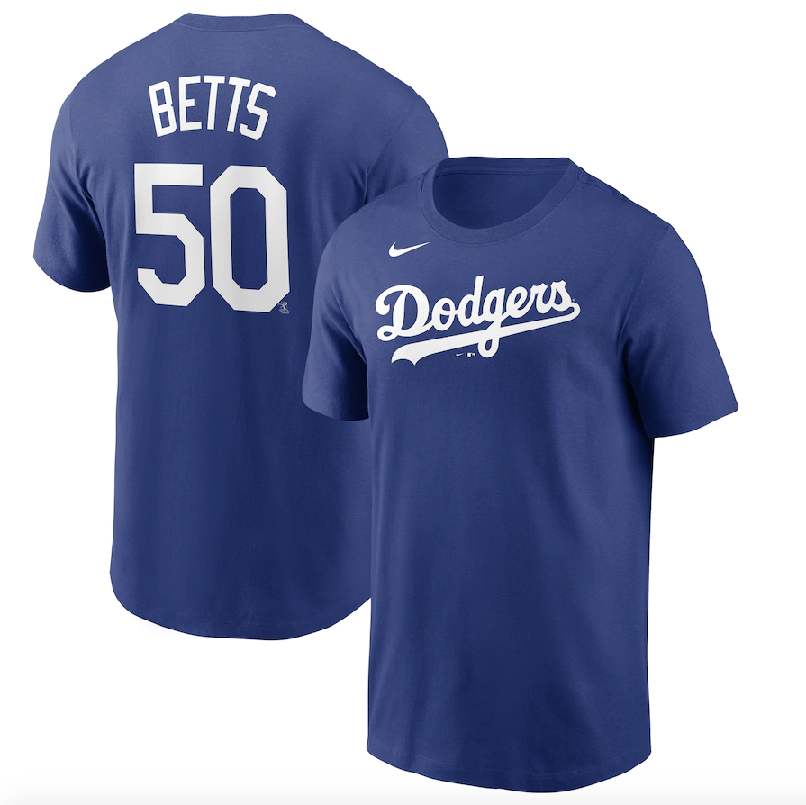 Mookie Betts Los Angeles Dodgers Nike Name & Number T-Shirt – Royal for Men product image 1, provided for visual reference