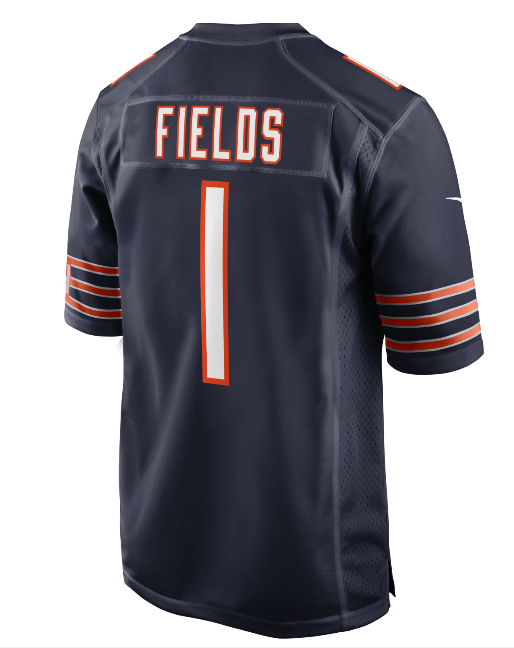 Chicago Bears Justin Fields Nike Navy Replica Game Jersey for Men product image 2, provided for visual reference and product