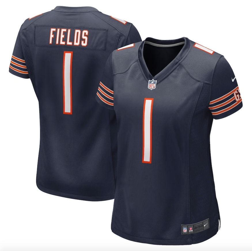 Chicago Bears Justin Fields Nike Navy Game Jersey for Women product image 1, provided for visual reference and product