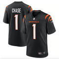 Cincinnati Bengals Ja'Marr Chase Nike Black Game Jersey for Men product image 1, provided for visual reference and product
