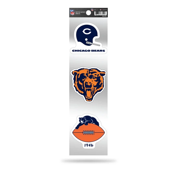 Chicago Bears 3-Piece Retro Spirit Decals product image 1, provided for visual reference and product detail review